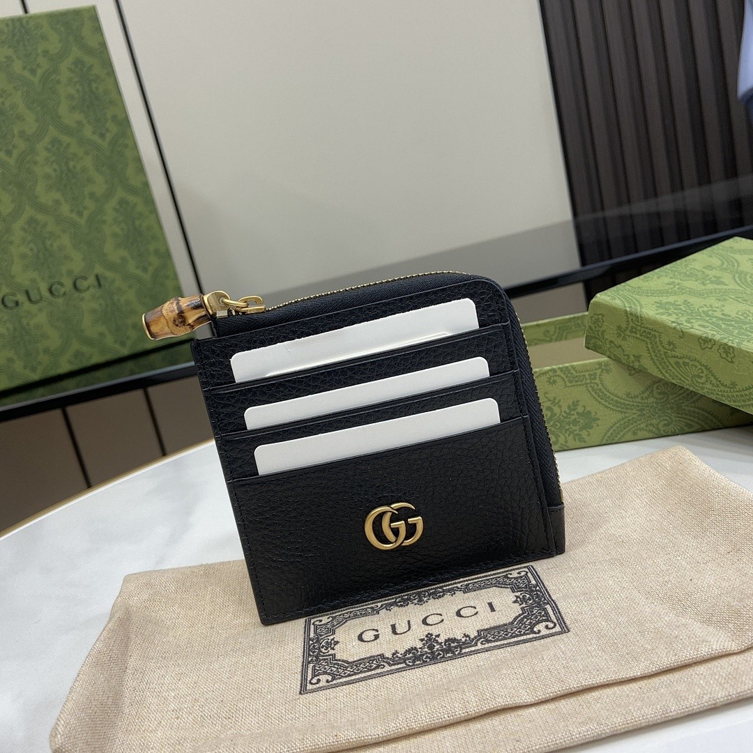 GUCCI GG MARMONT BAMBOO ZIP CARD CASE