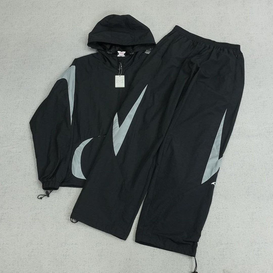 NIKE SWOOSH WOVEN WINDBREAKER TRACKSUIT SET BLACK/COCONUT MILK
