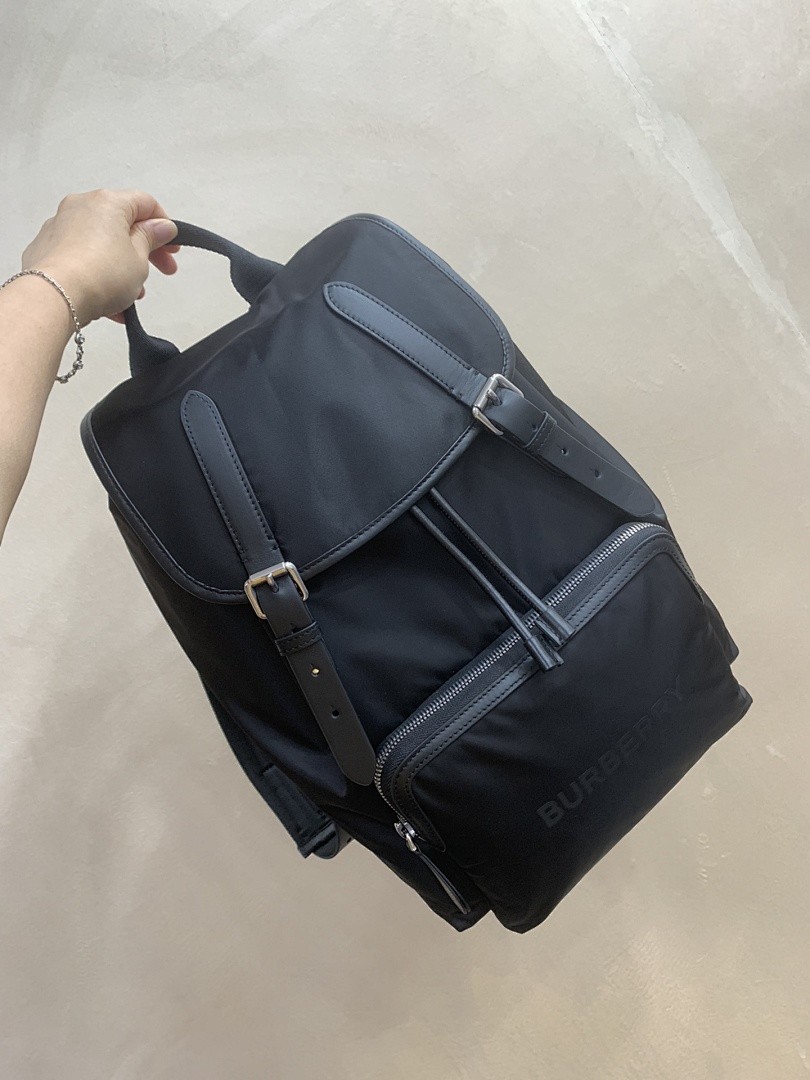 BURBERRY LOGO PRINT NYLON DOUBLE BUCKLE BACKPACK
