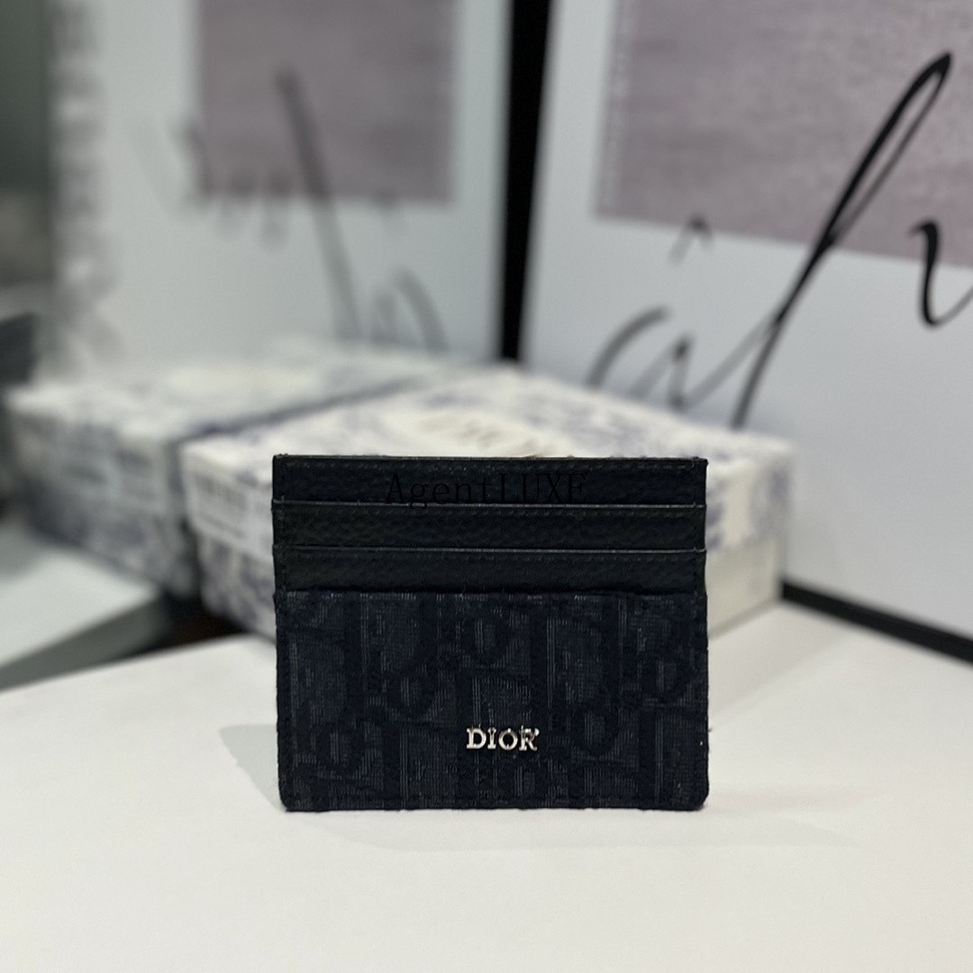 DIOR OBLIQUE GALAXY CARD HOLDER BLACK