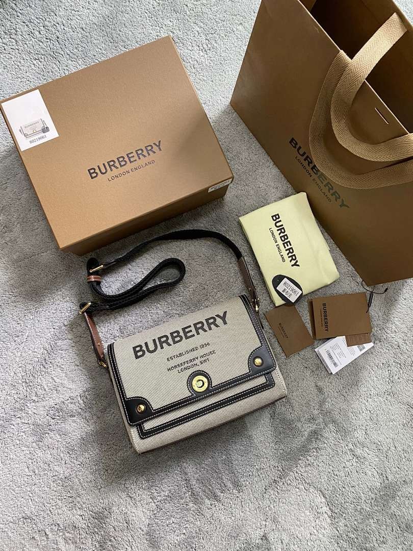 BURBERRY HORSEFERRY PRINT CANVAS NOTE CROSSBODY BAG