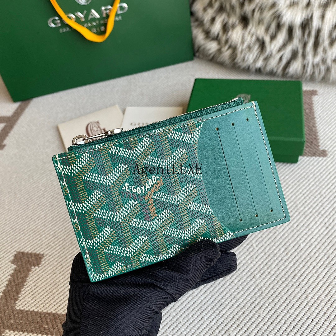GOYARD BOURBON ZIPPED CARD HOLDER GREEN