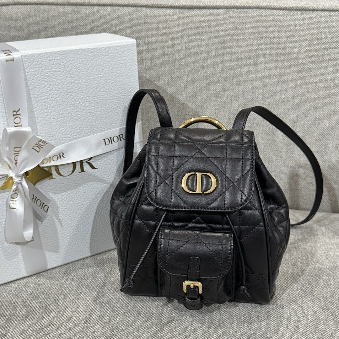 DIOR CARO BACKPACK BLACK QUILTED CALFSKIN