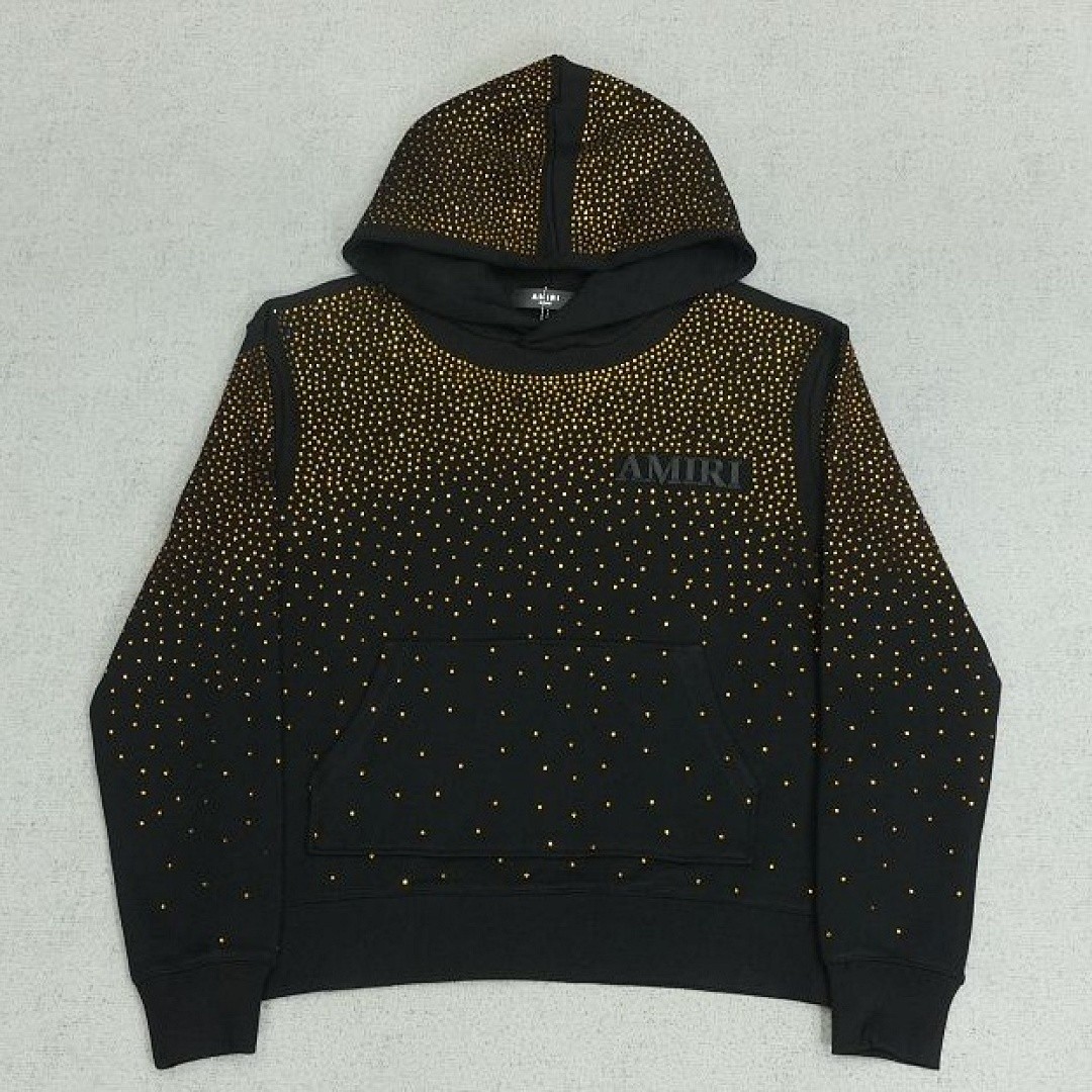 AMIRI CRYSTAL BURST EMBELLISHED LOGO HOODIE BLACK