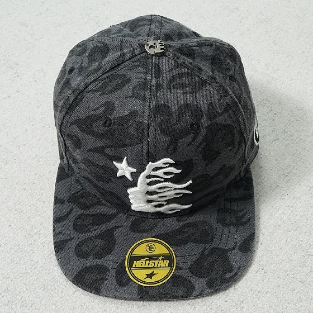 HELLSTAR CHEETAH PRINT FITTED HAT BLACK