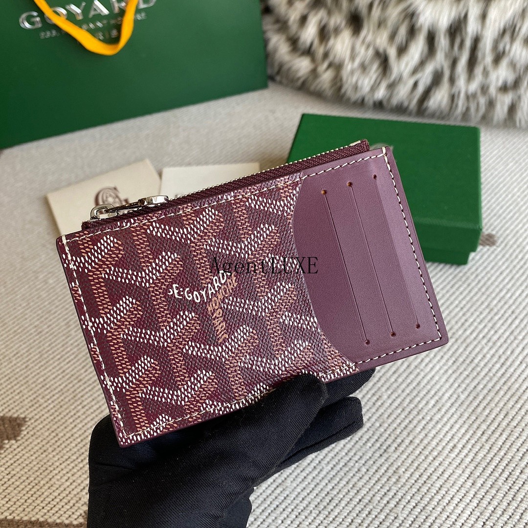 GOYARD BOURBON ZIPPED CARD HOLDER BURGUNDY