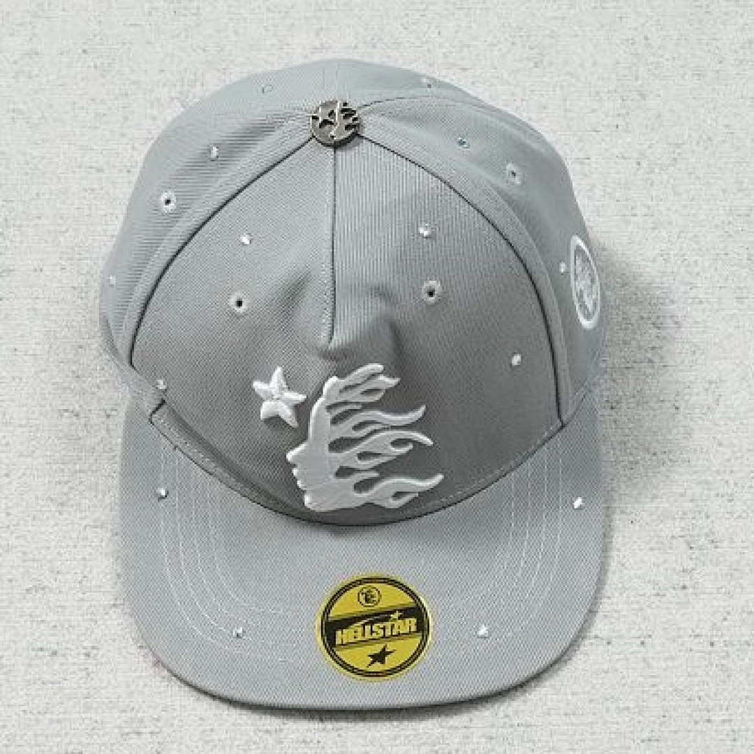 HELLSTAR OG LOGO RHINESTONE FITTED HAT GREY