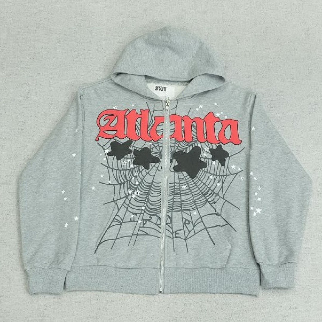 SP5DER ATLANTA FULL ZIP GRAY HOODIE