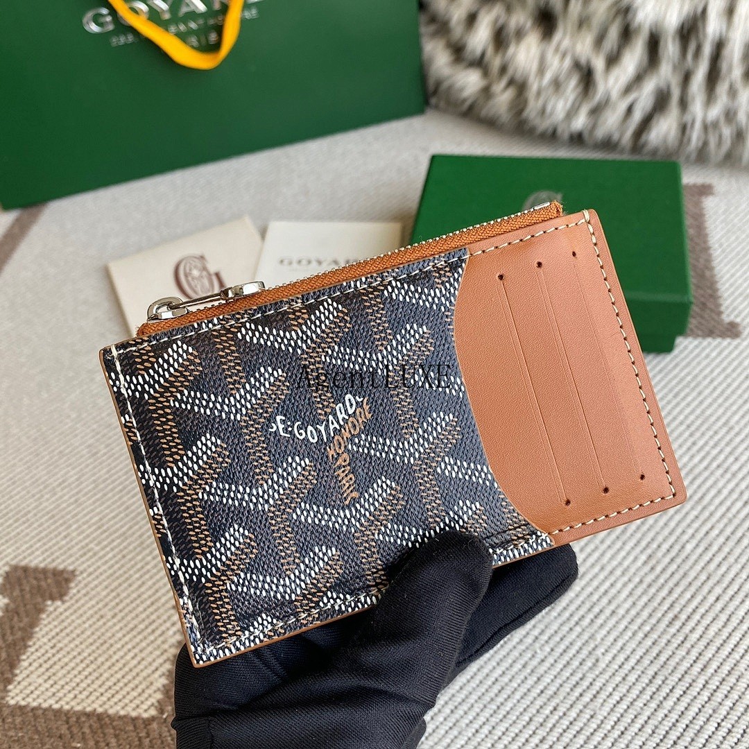 GOYARD BOURBON ZIPPED CARD HOLDER BLACK/TAN