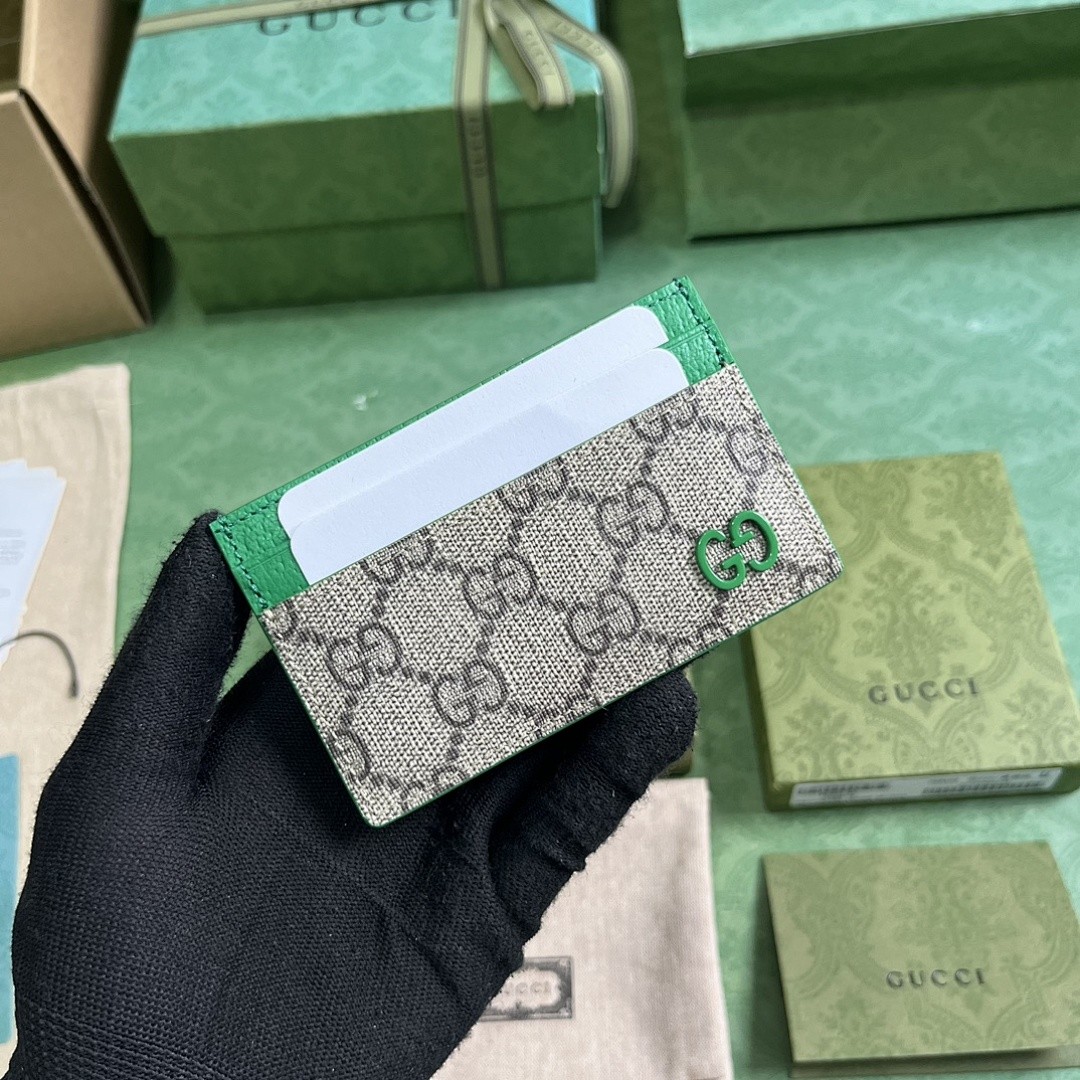 GUCCI OPHIDIA GG CARD CASE GREEN