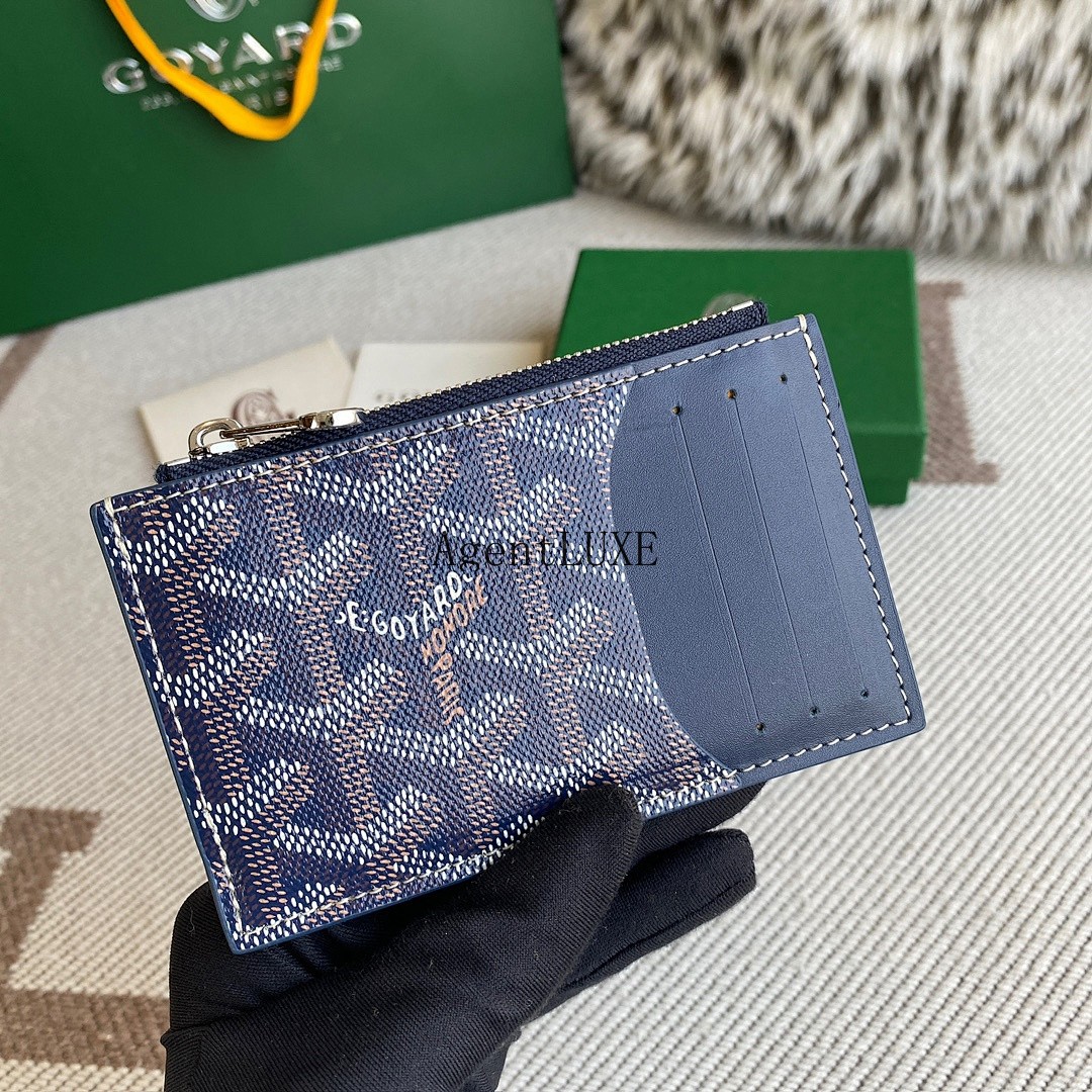 GOYARD BOURBON ZIPPED CARD HOLDER NAVY BLUE