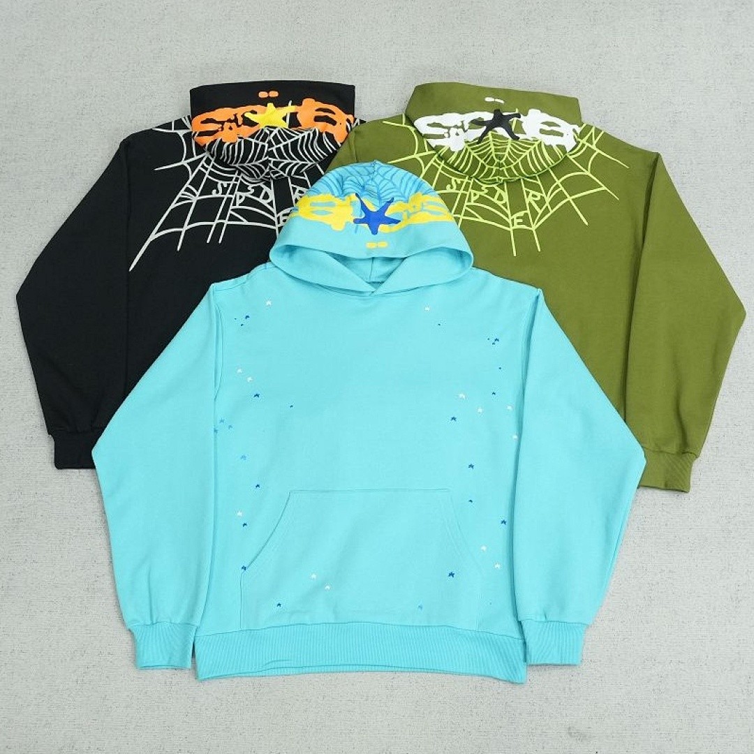 SP5DER HEAVY WEB HOODIE CYAN