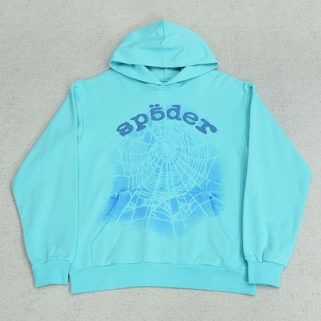 SP5DER OG WEB V2 SPRAY HOODIE LIGHT BLUE