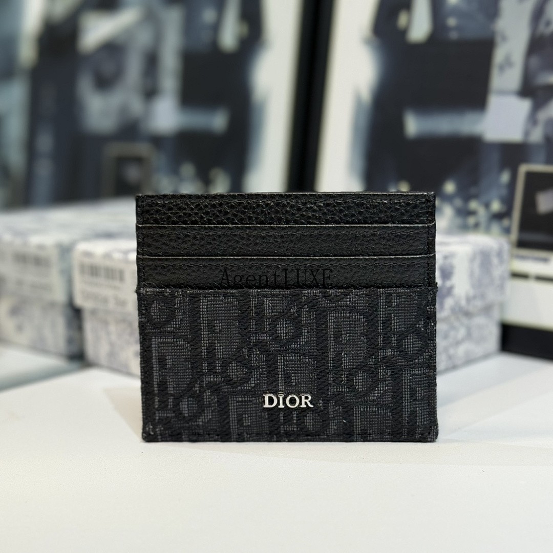 DIOR MEN BLACK DIOR OBLIQUE JACQUARD CARD HOLDER