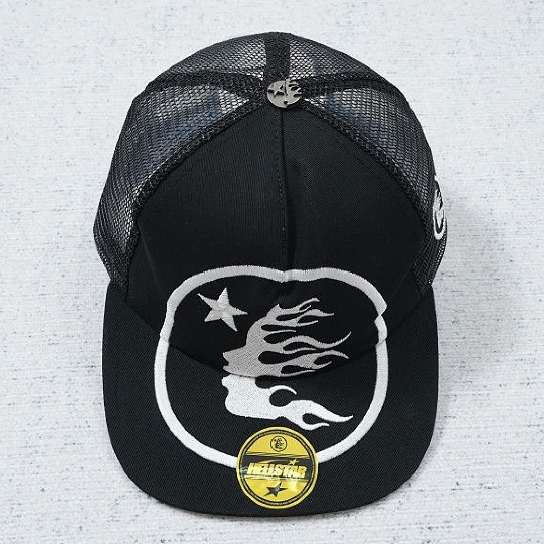 HELLSTAR BIG LOGO TRUCKER SNAPBACK HAT BLACK