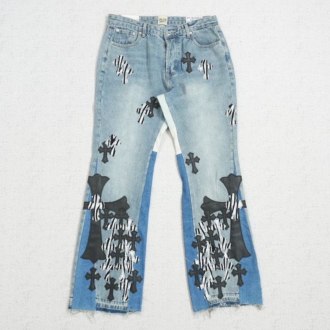 CHROME HEARTS X GALLERY DEPT. CROSS PATCH LA FLARE DENIM JEANS