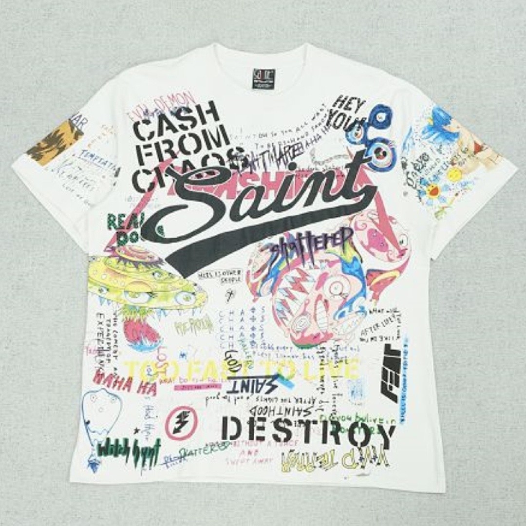 SAINT MICHAEL X TAKASHI MURAKAMI GRAFFITI T-SHIRT WHITE