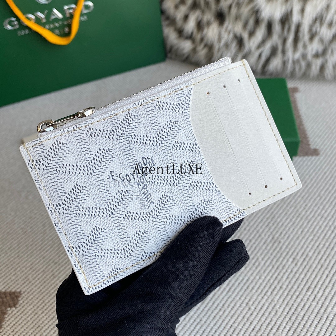 GOYARD BOURBON ZIPPED CARD HOLDER WHITE