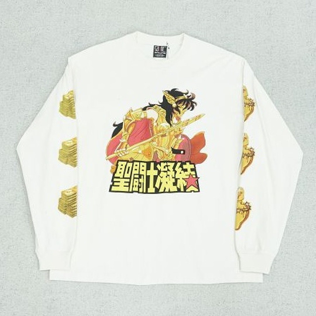 SAINT MICHAEL X CLOT GOLD SAINT SEIYA LONG SLEEVE T-SHIRT WHITE