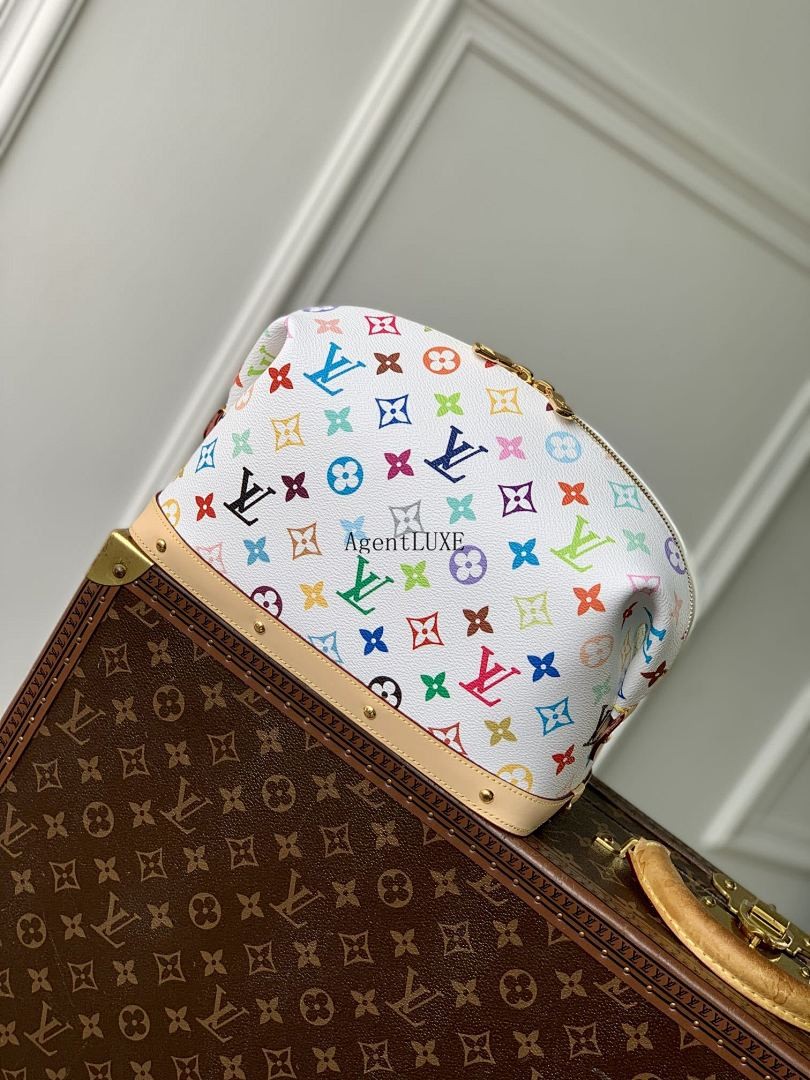 LOUIS VUITTON MONOGRAM MULTICOLORED WHITE COSMETIC POUCH PM