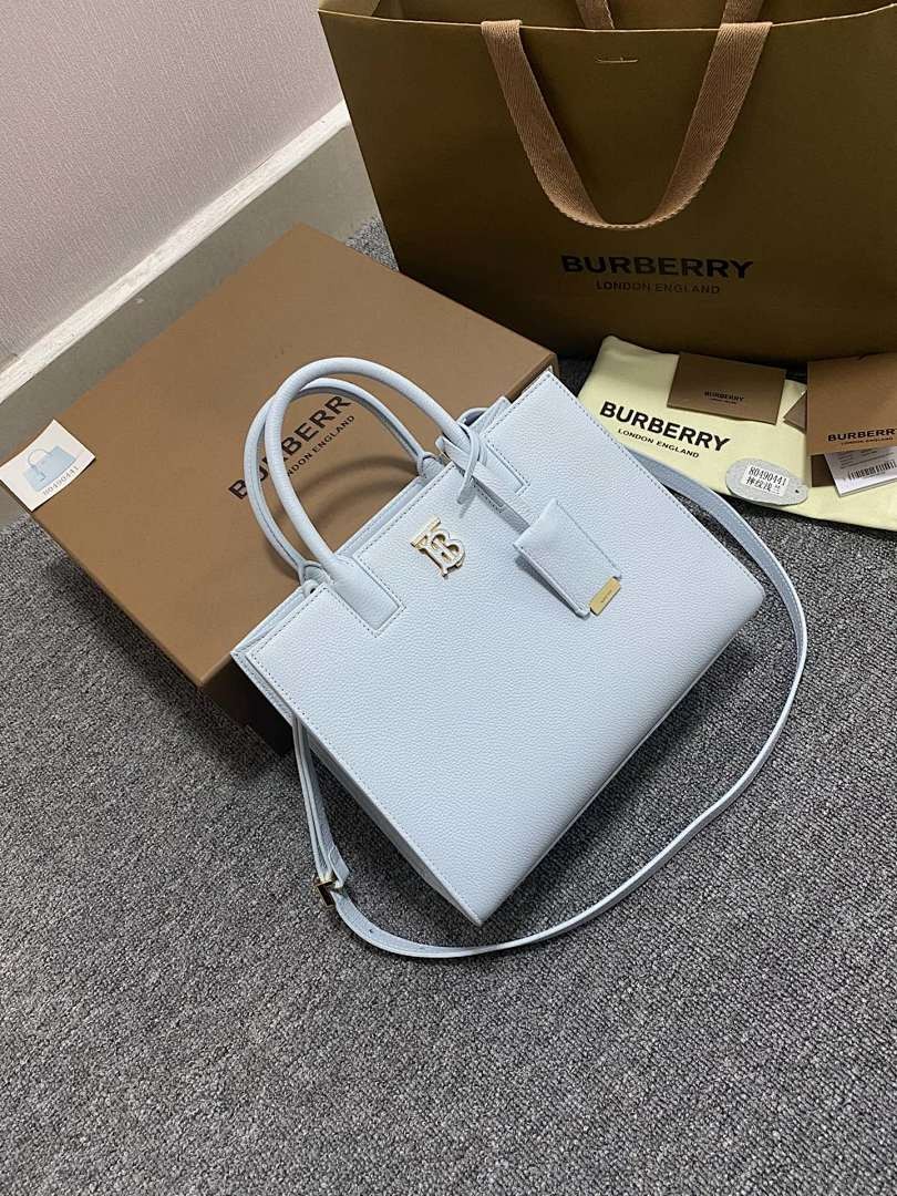 BURBERRY GRAINY LEATHER MINI FRANCES BAG PALE BLUE